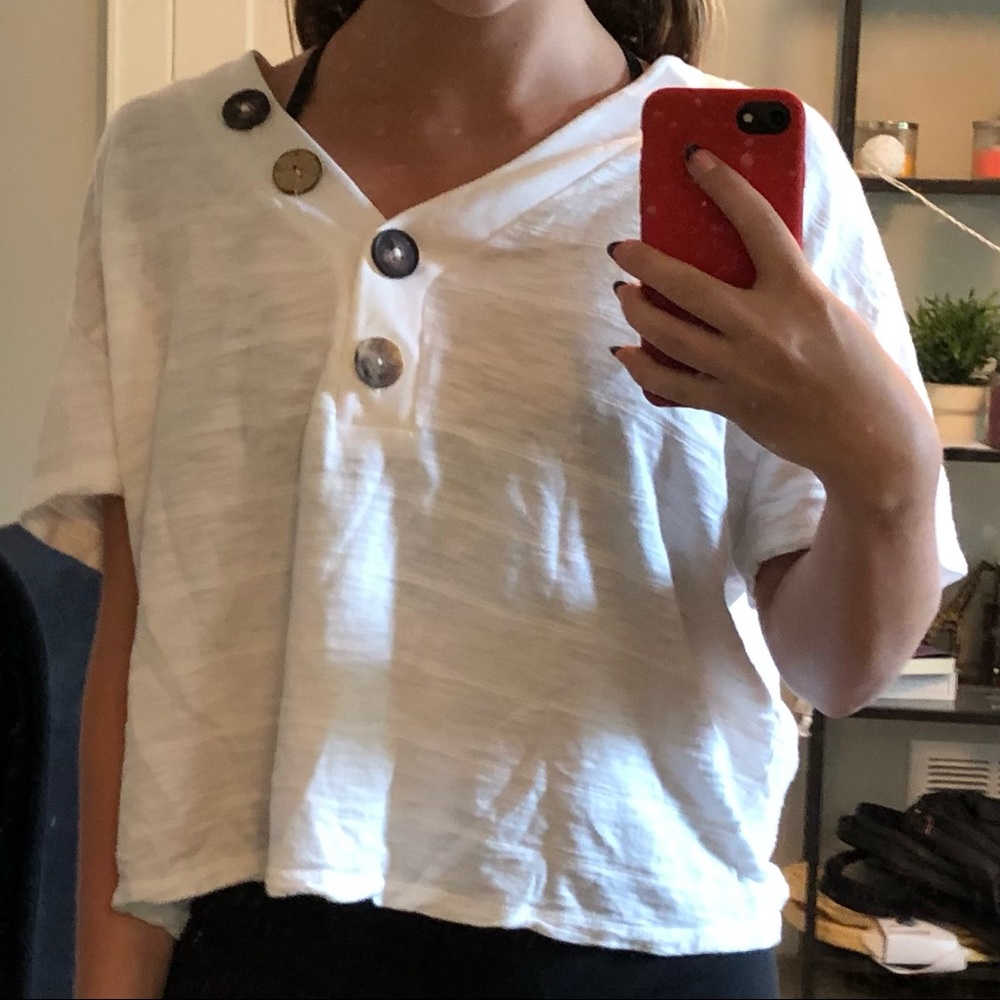 Anthropologie Buttoned Crop Top